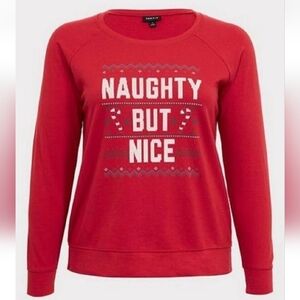 Torrid Naughty But Nice Oversized Wide Neck Red Sweatshirt 3x